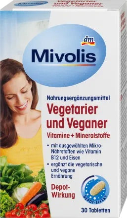 Mivolis Χορτοφαγικές και vegan βιταμίνες + μέταλλα, 30 τεμάχια, 46 g