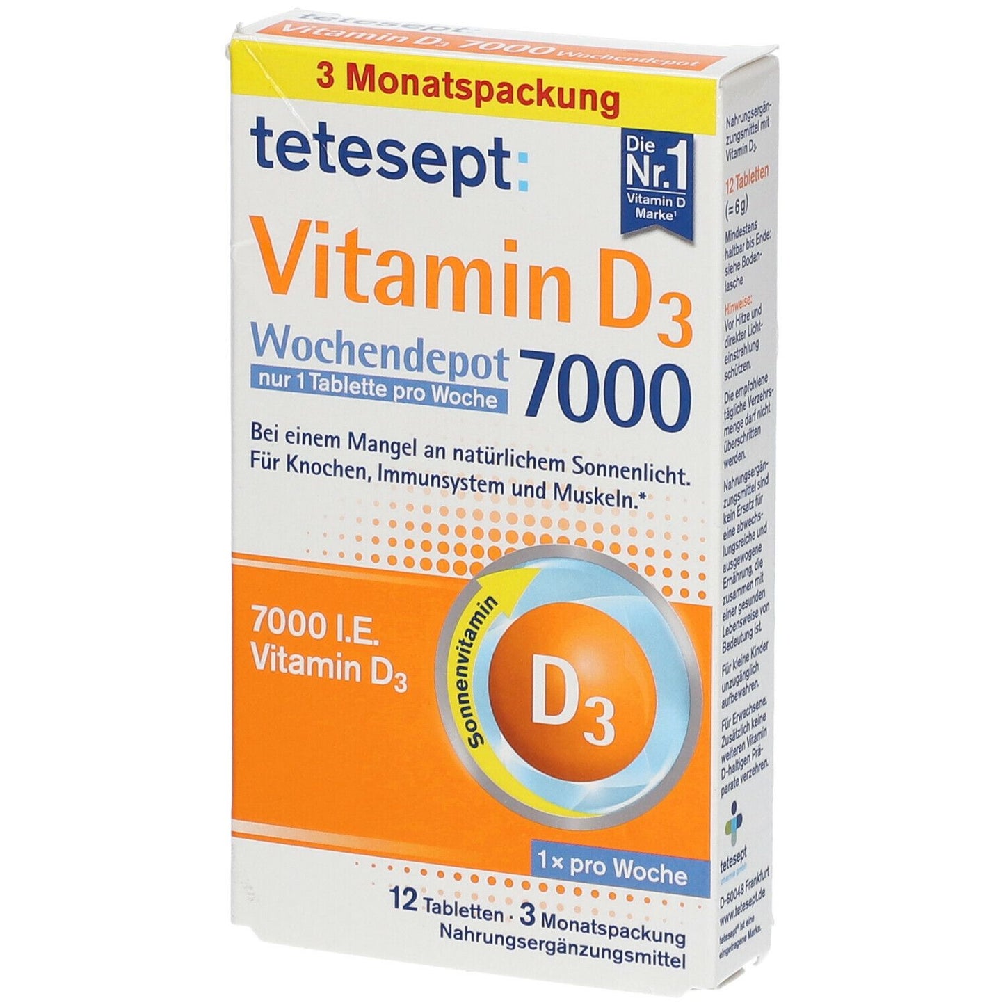 Tetesept Βιταμίνη D3 ταμπλέτες 12 τμχ , 6 g