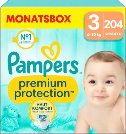 Pampers Πάνες Premium προστασία μέγεθος 3 Midi (6-10 κιλά), 204 τεμ