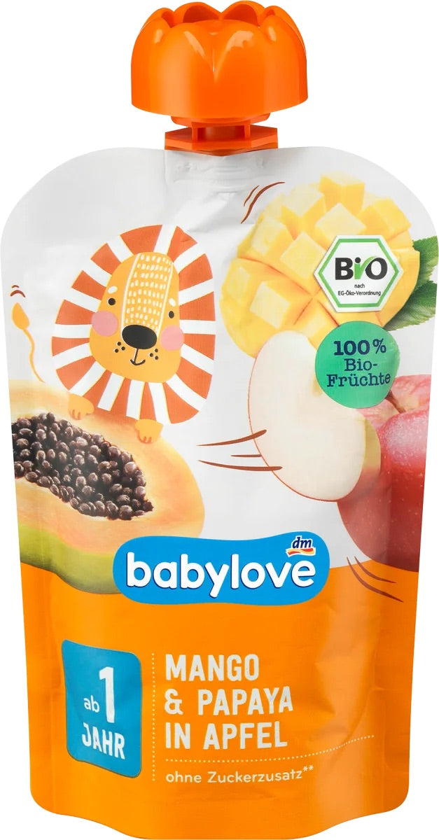 Babylove μήλο ,μάνγκο και ροδάκινο με βρώμη, 100 γρ