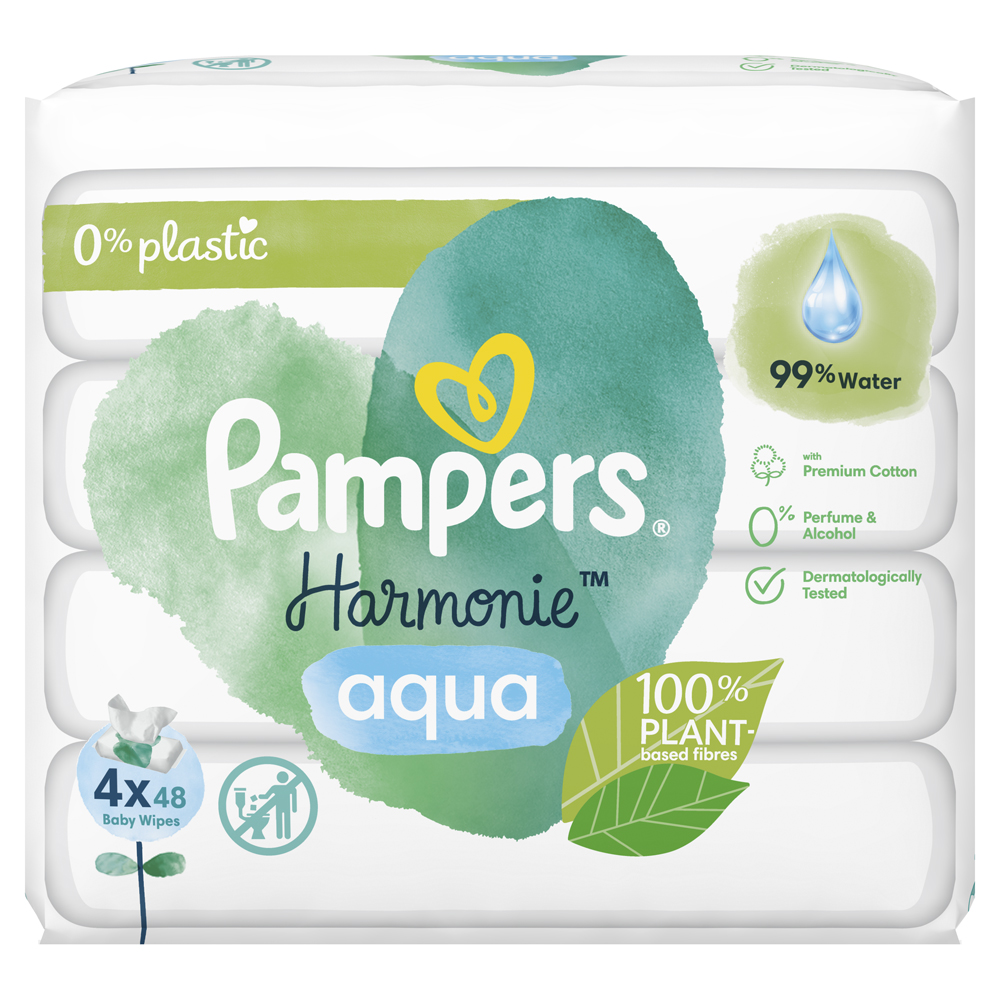 Pampers Υγρά μαντηλάκια Harmonie Aqua (4x48 τμχ), 192 τμχ