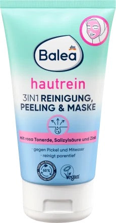 Balea Καθαρισμός, peeling & μάσκα 3-σε-1 για καθαρισμό δέρματος, 150 ml