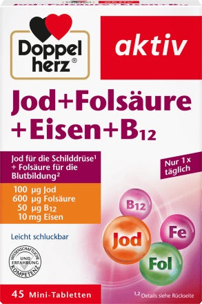 Doppelherz Ιώδιο + φολικό οξύ + ταμπλέτες σιδήρου 45 τεμάχια, 20,4 γρ