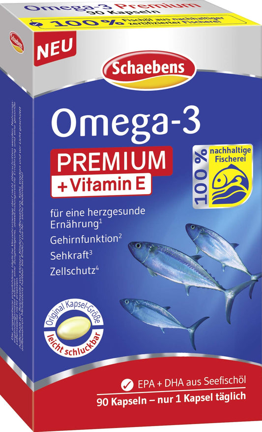 Schaebens Omega-3 premium κάψουλες ιχθυελαίου 90 τεμάχια, 79 γρ