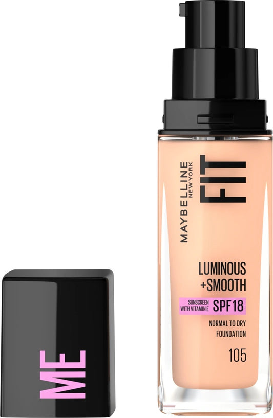 Maybelline New York Foundation Fit Me Liquid, 105 Light, LSF 18, 30 ml