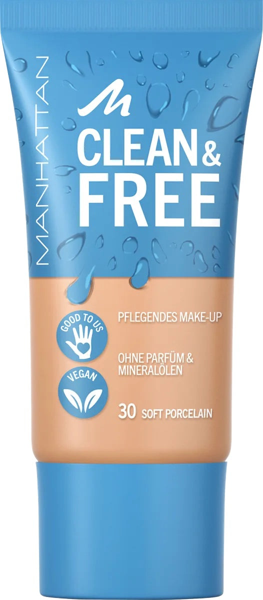 Manhattan Foundation Clean & Free Skin Tint Soft Porcelain 30, 30 ml