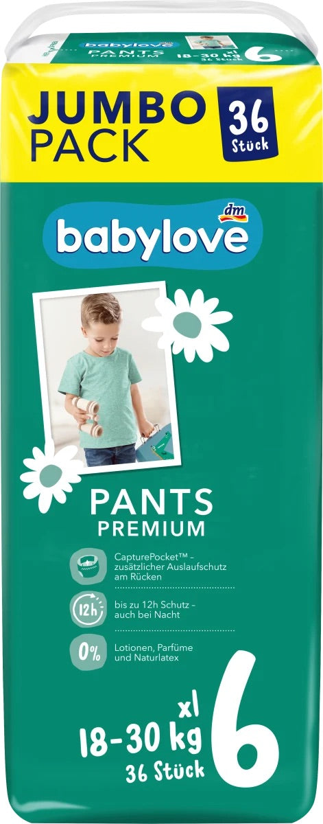 Babylove Baby Pants Premium Gr. 6, XL (18-30 kg), Jumbo Pack, 36 St