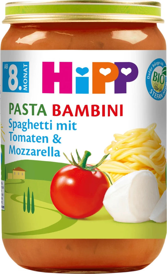 Hipp Μενού Pasta Bambini Spaghetti με ντομάτα & μοτσαρέλα από τον 8ο μήνα, 220 γρ.